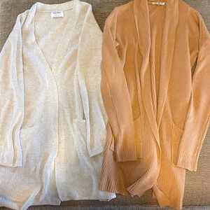 Old Navy Cream and Tan Open Front Cardigans